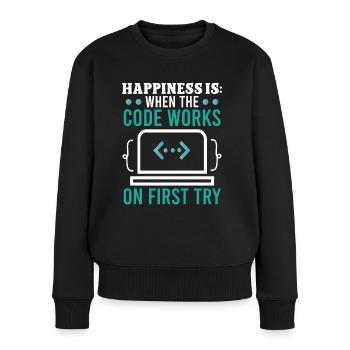 Softwareentwickler When Code Works On First Try - Frauen Premium Bio Pullover - Schwarz - Vorne - Julia (174cm)