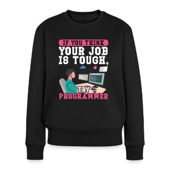 Développeur de logiciels Essayez Programmeur Programmeur - Pull Premium bio Femme - noir - Devant - Julia (174cm)