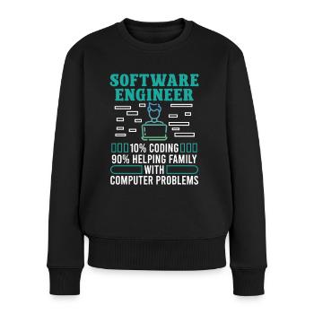 Développeur de logiciels 90% aidant Family Coder Geek - Pull Premium bio Femme - noir - Devant - Julia (174cm)