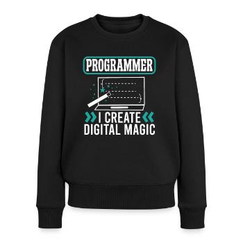 Softwareentwickler Programmer Create Digital Magic - Frauen Premium Bio Pullover - Schwarz - Vorne - Julia (174cm)