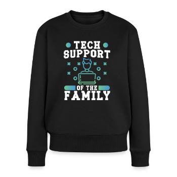 Softwareentwickler Tech Support Of The Family Geek - Frauen Premium Bio Pullover - Schwarz - Vorne - Julia (174cm)