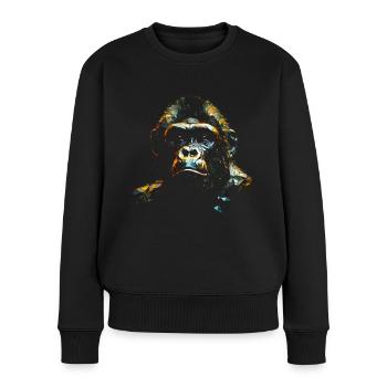 Affe Polygon Geometrisch Bunt Kunst Geschenk Tier - Frauen Premium Bio Pullover - Schwarz - Vorne - Julia (174cm)