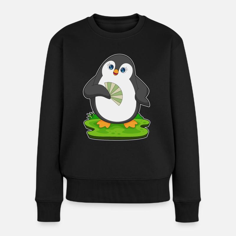 Pinguin Handventilator - Frauen Premium Bio Pullover - Schwarz