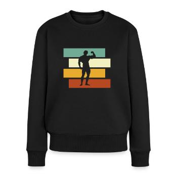 Body building Retro - Frauen Premium Bio Pullover - Schwarz - Vorne - Julia (174cm)