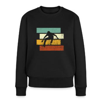 Skating Retro - Frauen Premium Bio Pullover - Schwarz - Vorne - Julia (174cm)