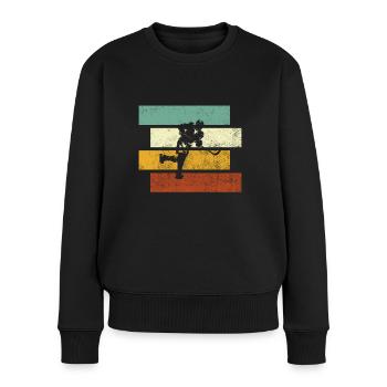 Eishockey Retro - Frauen Premium Bio Pullover - Schwarz - Vorne - Julia (174cm)