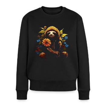 Paresseux Animal Cadeau Animal Motif Fleurs - Pull Premium bio Femme - noir - Devant - Julia (174cm)