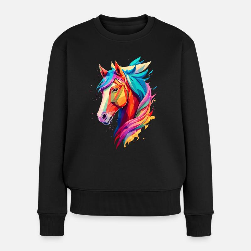Polygon Pferd - Frauen Premium Bio Pullover - Schwarz