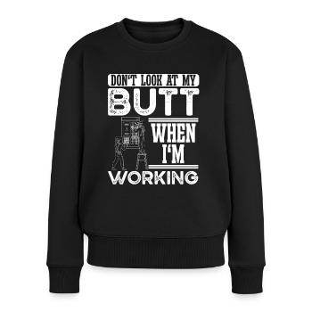 Elektriker Don't Look At My Butt Elektroingenieur - Frauen Premium Bio Pullover - Schwarz - Vorne - Julia (174cm)