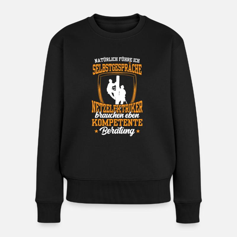 Netzelektriker brauchen kompetente Beratung - Frauen Premium Bio Pullover - Schwarz