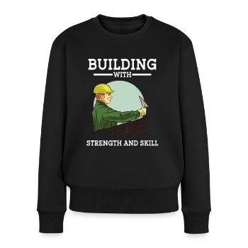 Construction Worker Building With Strength And Skill Construction - Women's Premium Organic Jumper - black - Front - Julia (174cm)