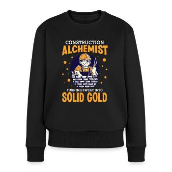 Bauarbeiter Construction Alchemist Baumeister Bau - Frauen Premium Bio Pullover - Schwarz - Vorne - Julia (174cm)