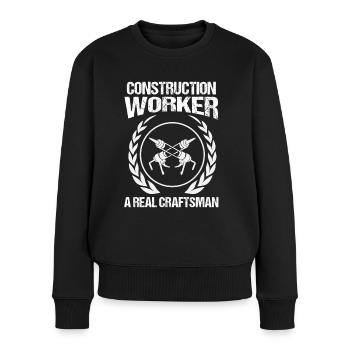 Bauarbeiter Construction Worker Real Craftsman Bau - Frauen Premium Bio Pullover - Schwarz - Vorne - Julia (174cm)