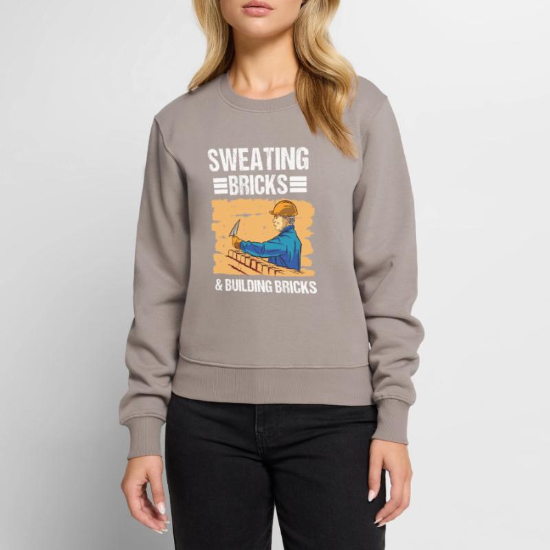 Construction Worker Sweating Bricks & Building Bricks Construction Women's Premium Organic Jumper