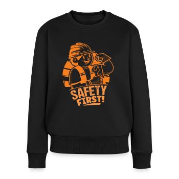 Bauarbeiter Safety First Baumeister Handwerker Bau - Frauen Premium Bio Pullover - Schwarz - Vorne - Julia (174cm)