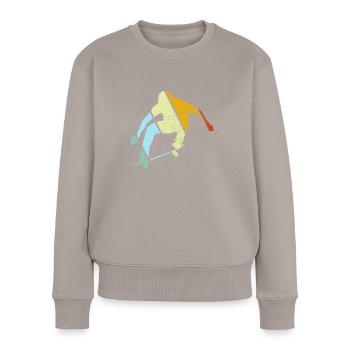 Skater Retro - Frauen Premium Bio Pullover - Taupe - Vorne - Julia (174cm)