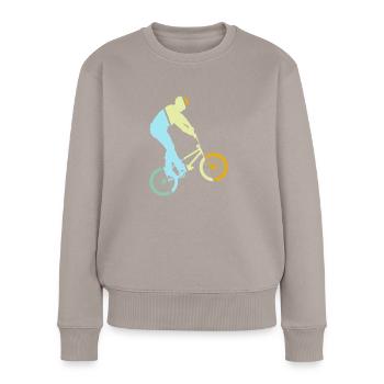 BMX Retro - Frauen Premium Bio Pullover - Taupe - Vorne - Julia (174cm)