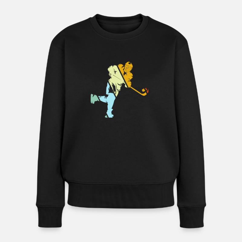 Eishockey Retro - Frauen Premium Bio Pullover - Schwarz