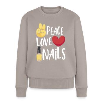 Peace Love Nails Nail Tech Nageltechnikerin - Frauen Premium Bio Pullover - Taupe - Vorne - Julia (174cm)