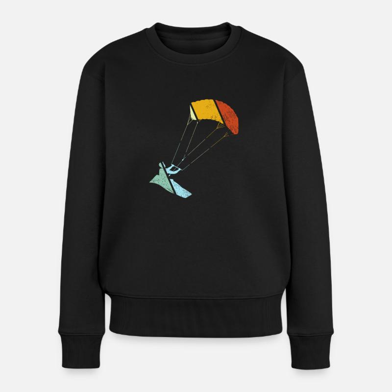 Kite surfing Retro - Frauen Premium Bio Pullover - Schwarz