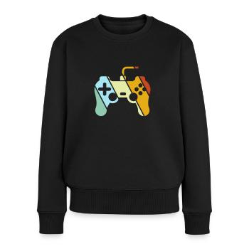 Gaming Retro - Frauen Premium Bio Pullover - Schwarz - Vorne - Julia (174cm)