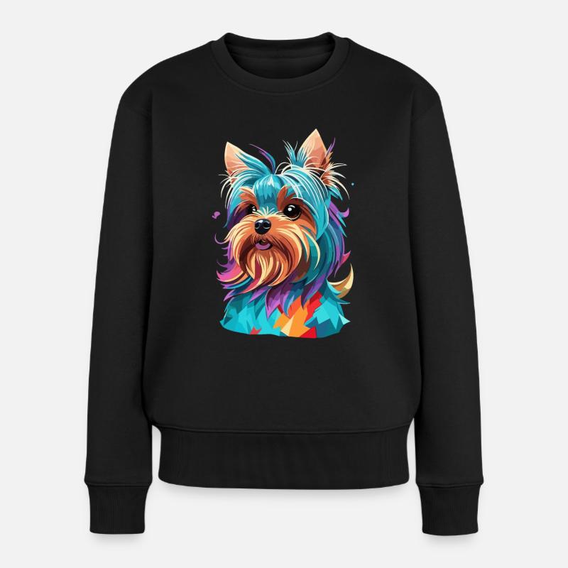Der Yorkshire Terrier Polygon Hund Kunst Hunde - Frauen Premium Bio Pullover - Schwarz