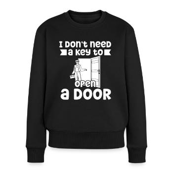 Schlosser Don't Need Key To Open A Door Schloss - Frauen Premium Bio Pullover - Schwarz - Vorne - Julia (174cm)