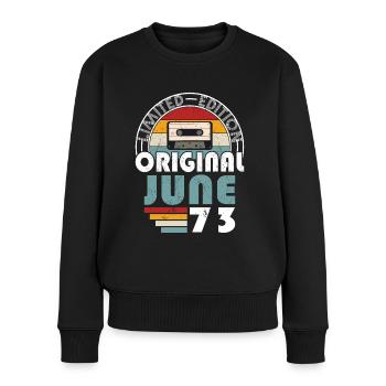 50. Geburtstag Jahrgang Juni 1973 Original 1973 - Frauen Premium Bio Pullover - Schwarz - Vorne - Julia (174cm)