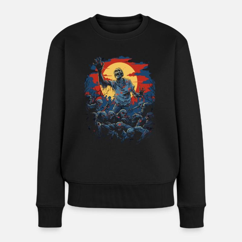 Grausame Zombie-Horde: Schaurige Halloween-Nacht - Frauen Premium Bio Pullover - Schwarz