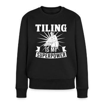 Tiling My Superpower Flooring - Women's Premium Organic Jumper - black - Front - Julia (174cm)