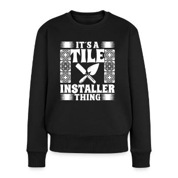 Fliesenleger Installateur de carreaux Chose Bodenleger - Pull Premium bio Femme - noir - Devant - Julia (174cm)