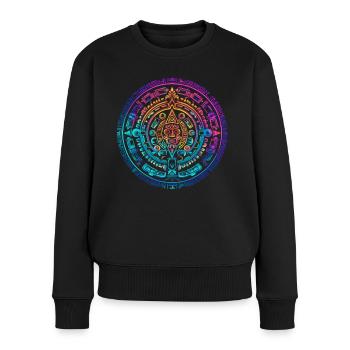 Mystique coloré Aztec Sun Calendar Design - Pull Premium bio Femme - noir - Devant - Julia (174cm)