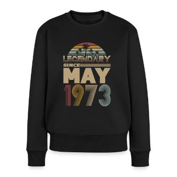 50. Geburtstag Jahrgang Mai 1973 Legendary 1973 - Frauen Premium Bio Pullover - Schwarz - Vorne - Julia (174cm)