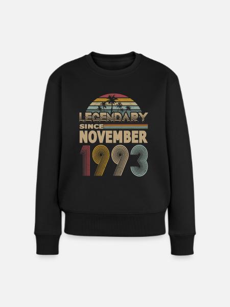 30. Geburtstag Jahrgang November 1993 Legendary - Frauen Premium Bio Pullover - Schwarz