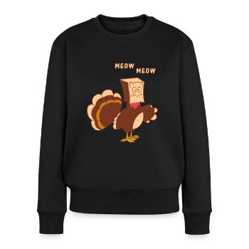 Thanksgiving Cat Funny Fake Cat Meow Thanksgiving - Pull Premium bio Femme - noir - Devant - Julia (174cm)