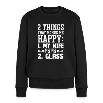 Glazier 2 Things Makes Me Happy Glazier Glass - Women's Premium Organic Jumper - black - Front - Julia (174cm)