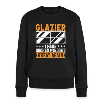Glaser Glazier Broken Windows Great Again Glass - Women's Premium Organic Jumper - black - Front - Julia (174cm)