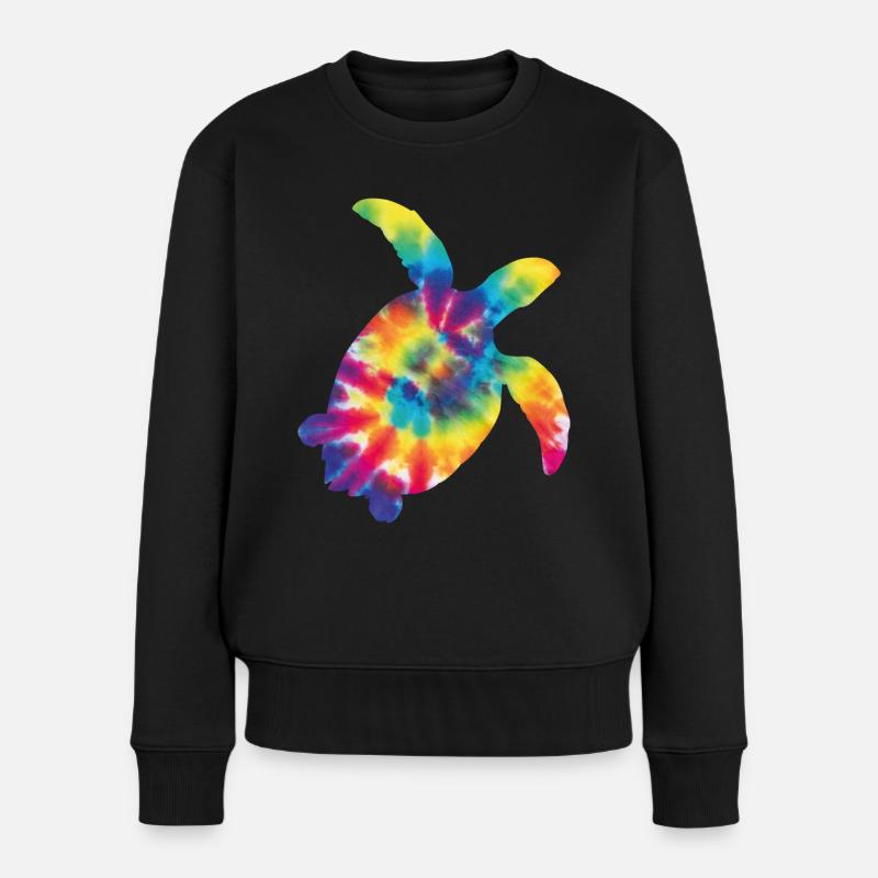 Sea Turtle Tortoise Tie Dye - Frauen Premium Bio Pullover - Schwarz