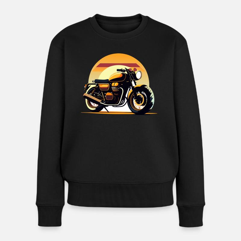 Motorrad im Sonnenuntergang - Frauen Premium Bio Pullover - Schwarz