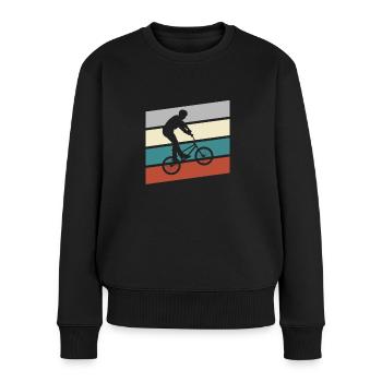 BMX Retro - Frauen Premium Bio Pullover - Schwarz - Vorne - Julia (174cm)