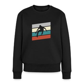 Skating Retro - Frauen Premium Bio Pullover - Schwarz - Vorne - Julia (174cm)