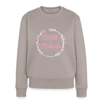 Femmes Futures sages-femmes Sages-femmes Étudiante G - Pull Premium bio Femme - taupe - Devant - Julia (174cm)