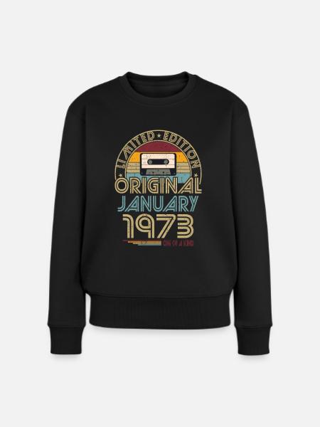50. Geburtstag Jahrgang Januar 1973 Original 1973 - Frauen Premium Bio Pullover - Schwarz