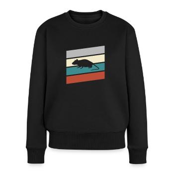 Maus Retro - Frauen Premium Bio Pullover - Schwarz - Vorne - Julia (174cm)
