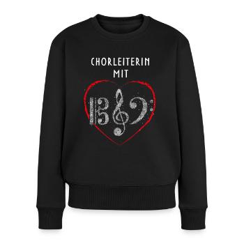 Chorleiterin mit Herz Chor Musikverein Musiker - Frauen Premium Bio Pullover - Schwarz - Vorne - Julia (174cm)