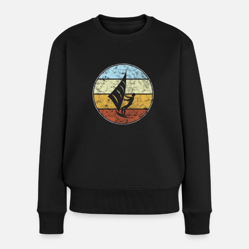 kite surfing retro - Frauen Premium Bio Pullover - Schwarz