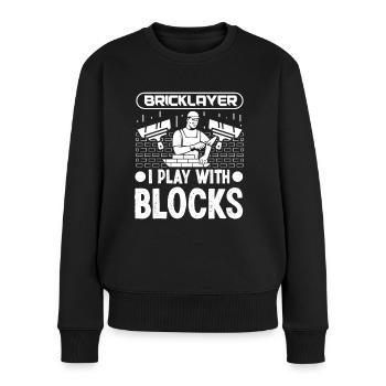 Mason Bricklayer Play With Blocks Masonry - Women's Premium Organic Jumper - black - Front - Julia (174cm)