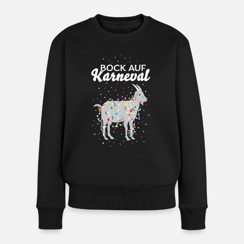 Karneval Fasching Konfetti Fastelovend Geißbock - Frauen Premium Bio Pullover - Schwarz