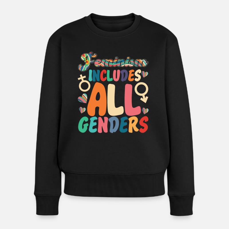 Feminist Feminism Includes All - Frauen Premium Bio Pullover - Schwarz