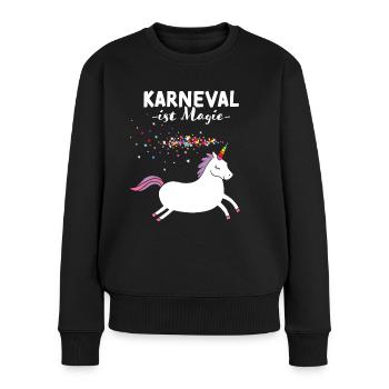 Karneval Fasching Konfetti Einhorn Rosenmontag - Frauen Premium Bio Pullover - Schwarz - Vorne - Julia (174cm)